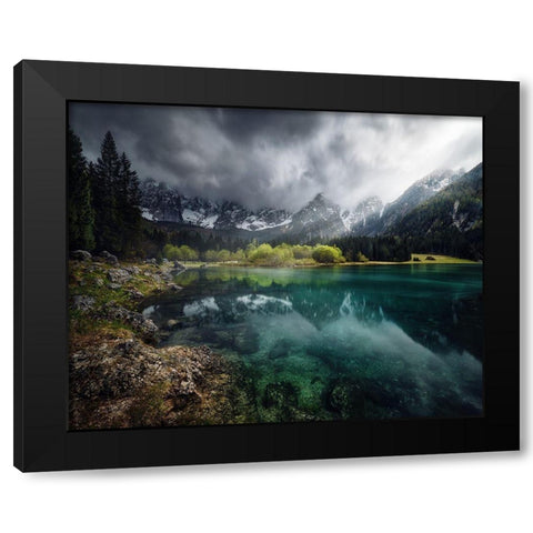 Azul Turquesa. Black Modern Wood Framed Art Print with Double Matting by Pablo De, Juan