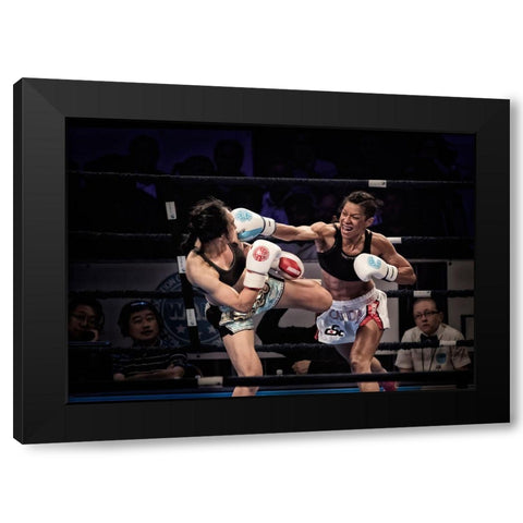 Fighters Black Modern Wood Framed Art Print by Zhao, Henry