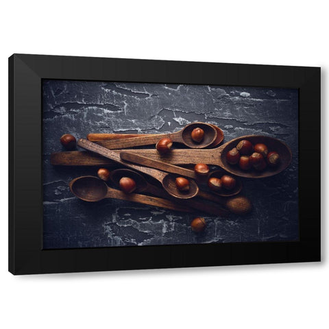 Hazelnuts Black Modern Wood Framed Art Print with Double Matting by Karina, Aleksandrova