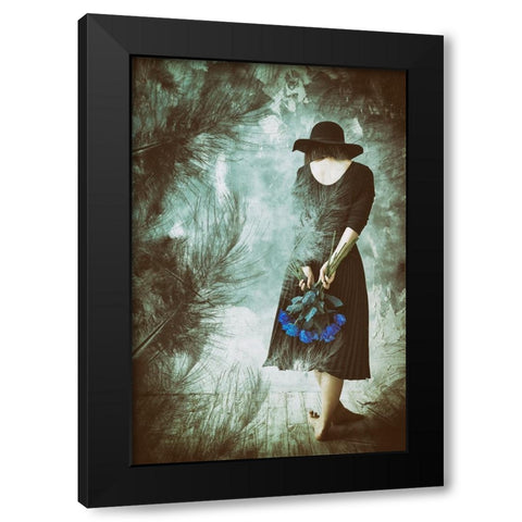 Feathers Black Modern Wood Framed Art Print by Kiyota, Daisuke
