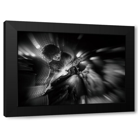 Groaning Bass Black Modern Wood Framed Art Print by Nakamatsu, Kenji