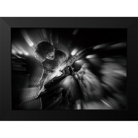 Groaning Bass Black Modern Wood Framed Art Print by Nakamatsu, Kenji
