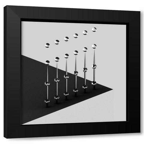 Drops On Needles Black Modern Wood Framed Art Print by Bunjamin, Antonyus