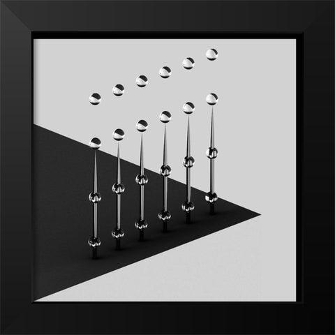 Drops On Needles Black Modern Wood Framed Art Print by Bunjamin, Antonyus