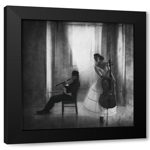 Pause For Cello Black Modern Wood Framed Art Print with Double Matting by Schleicher-Schwarz, Roswitha