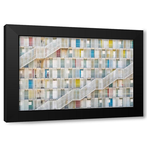 Colorful Apartment Black Modern Wood Framed Art Print with Double Matting by Iwata, Satoshi