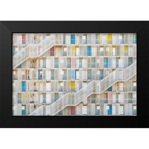 Colorful Apartment Black Modern Wood Framed Art Print by Iwata, Satoshi