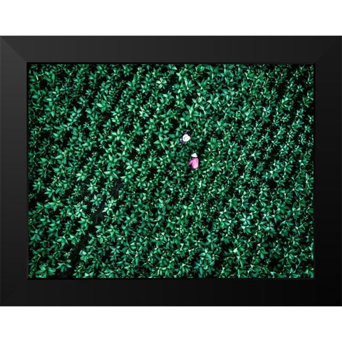 Sheer Purity Black Modern Wood Framed Art Print by Chengzhou, Zhou