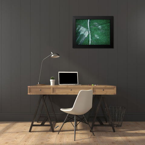 Pure Green Black Modern Wood Framed Art Print by Chengzhou, Zhou