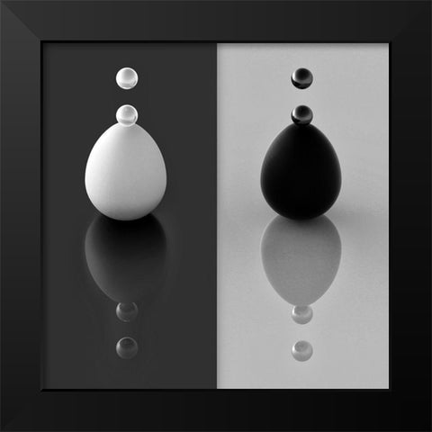 Yin Yang Eggs Black Modern Wood Framed Art Print by Bunjamin, Antonyus