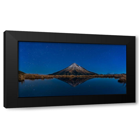 Mt Taranaki Black Modern Wood Framed Art Print by Shi, Fei