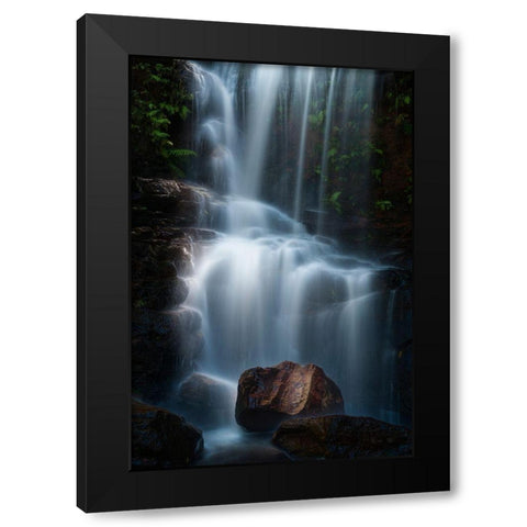 Edith Falls Black Modern Wood Framed Art Print with Double Matting by Zhang, Yan
