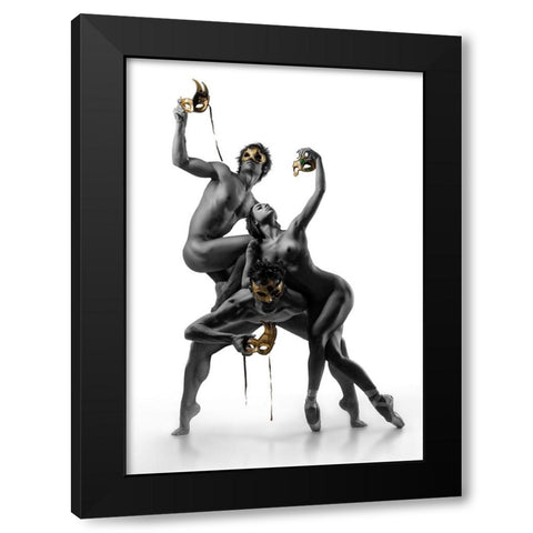 Masks Iv Black Modern Wood Framed Art Print by DDiArte