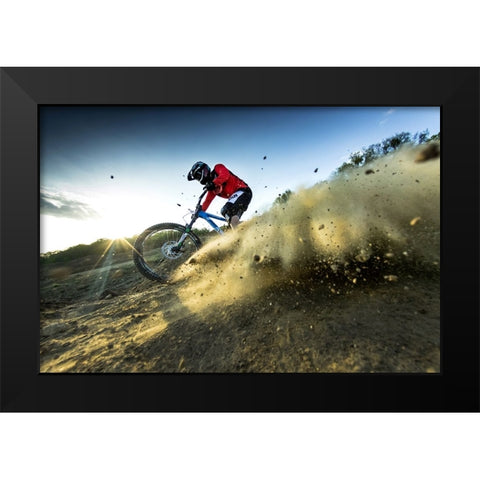 Downhill Black Modern Wood Framed Art Print by SZABO, ATTILA