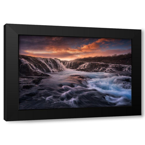 Blue Flow Ii Black Modern Wood Framed Art Print by F. Turienzo, Carlos