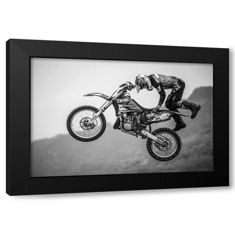 Battle Of Transcendence Black Modern Wood Framed Art Print by Chengzhou, Zhou