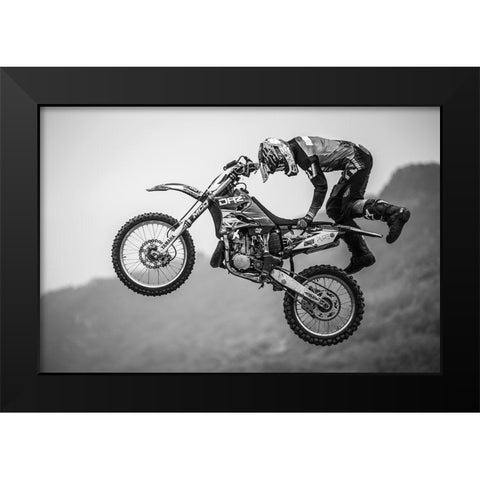 Battle Of Transcendence Black Modern Wood Framed Art Print by Chengzhou, Zhou