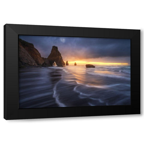 Raging Tide Black Modern Wood Framed Art Print by Fan, Tim