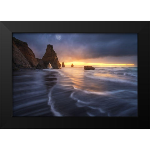 Raging Tide Black Modern Wood Framed Art Print by Fan, Tim