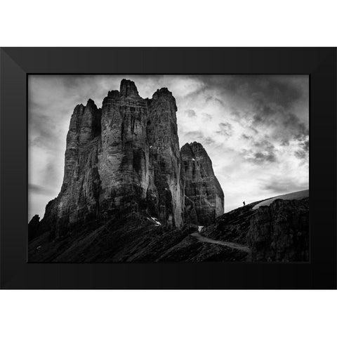 Tre Cime Tear Of Snow Black Modern Wood Framed Art Print by Ameli, Franco