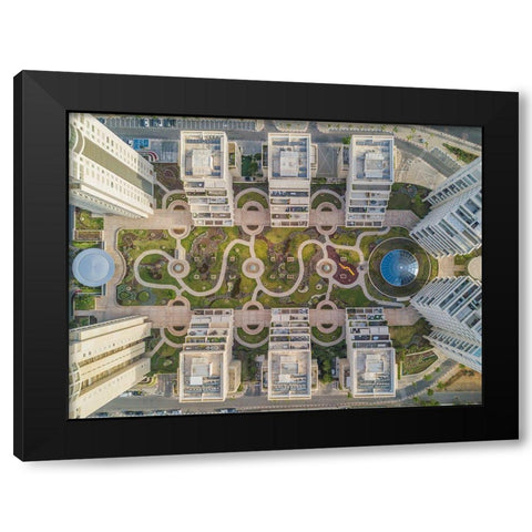 Urban Curves Black Modern Wood Framed Art Print by Adar, Or