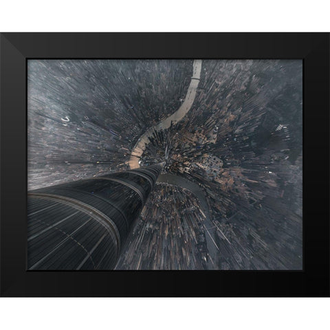 Dive Into The Matrix Black Modern Wood Framed Art Print by Huang, Stan