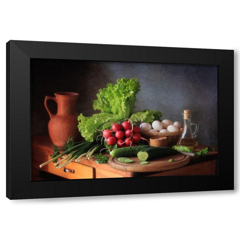 Still Life With Vegetables Black Modern Wood Framed Art Print by Skorokhod, Tatyana