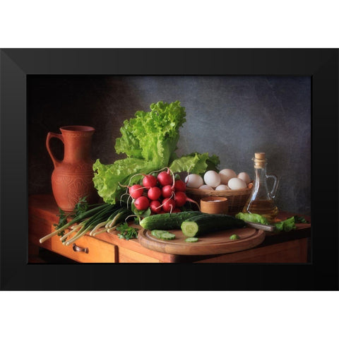 Still Life With Vegetables Black Modern Wood Framed Art Print by Skorokhod, Tatyana