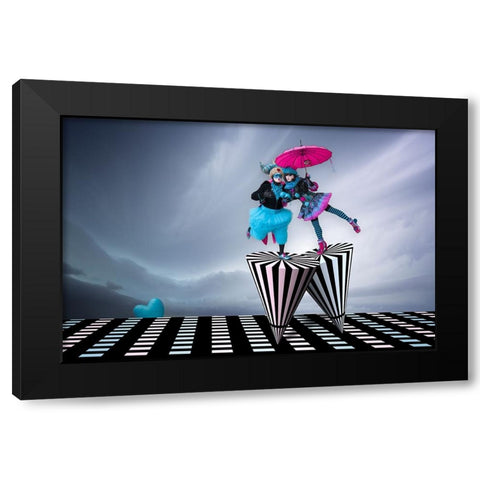 Spinning On The Runway Of Love Black Modern Wood Framed Art Print by Doyle, Renee