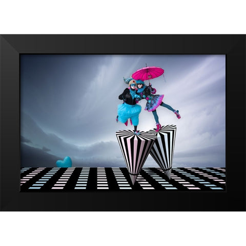 Spinning On The Runway Of Love Black Modern Wood Framed Art Print by Doyle, Renee