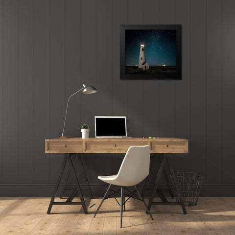 Great Point Light-Midnight Black Modern Wood Framed Art Print by Pilla, Scott