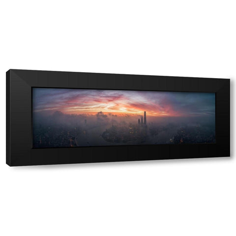 Bay Of Colour Black Modern Wood Framed Art Print by Huang, Stan