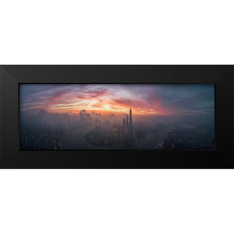 Bay Of Colour Black Modern Wood Framed Art Print by Huang, Stan