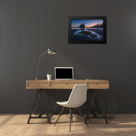 Twilight At Second Beach Black Modern Wood Framed Art Print by Luo, Donald