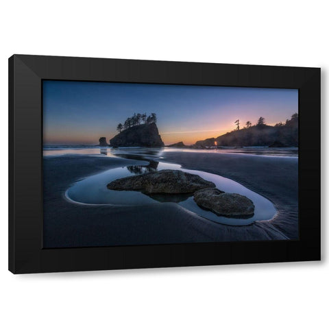Twilight At Second Beach Black Modern Wood Framed Art Print with Double Matting by Luo, Donald