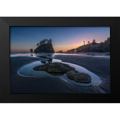 Twilight At Second Beach Black Modern Wood Framed Art Print by Luo, Donald