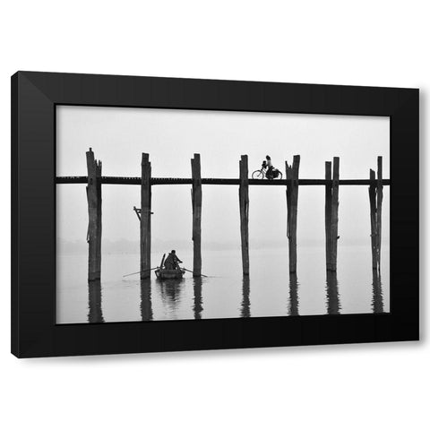 U Bein Bridge (Myanmar) Black Modern Wood Framed Art Print by Intarob, Sarawut