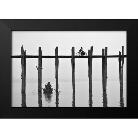 U Bein Bridge (Myanmar) Black Modern Wood Framed Art Print by Intarob, Sarawut