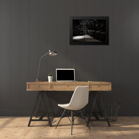 The Dark Atmosphere Of An Old Wine Cellar Black Modern Wood Framed Art Print by Hawerkamp, Hans-Wolfgang