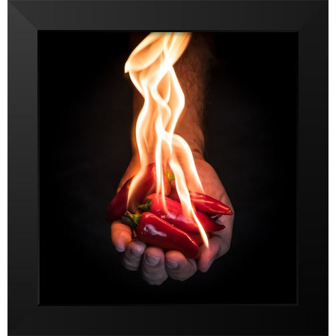 Red Hot Chili Peppers Black Modern Wood Framed Art Print by Melnotte, Mike