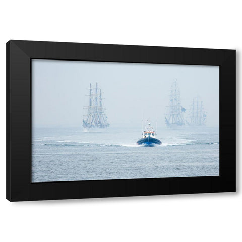 Out Of The Blue Black Modern Wood Framed Art Print with Double Matting by Drijfhamer, Ton