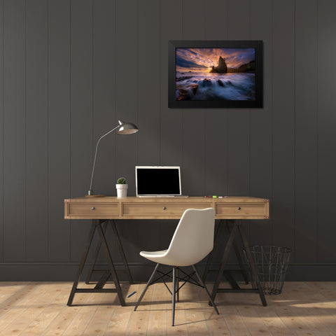 Fractured Black Modern Wood Framed Art Print by Moore, Chris