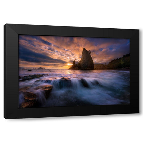 Fractured Black Modern Wood Framed Art Print by Moore, Chris