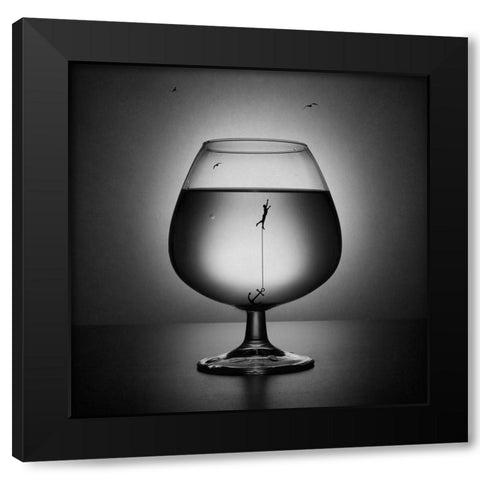 Alcoholism. The Drowning Black Modern Wood Framed Art Print by Ivanova, Victoria