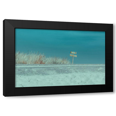 Welcome To The Beach Black Modern Wood Framed Art Print with Double Matting by De Laat, Bernardine