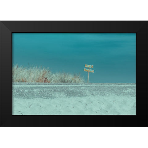 Welcome To The Beach Black Modern Wood Framed Art Print by De Laat, Bernardine