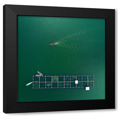 Sailing Black Modern Wood Framed Art Print with Double Matting by Yuwono, Farid