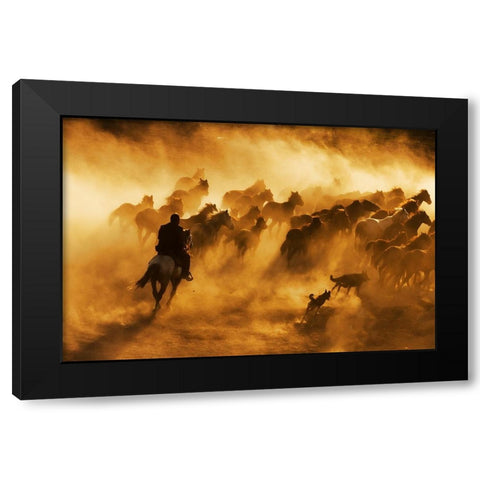 Cowboy Black Modern Wood Framed Art Print with Double Matting by Tunc, Feyzullah