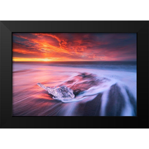 Ice And Fire Ii Black Modern Wood Framed Art Print by Zhu, Jingshu