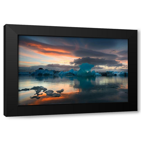Jokulsarlon Glacier Lagoon Black Modern Wood Framed Art Print with Double Matting by Keller